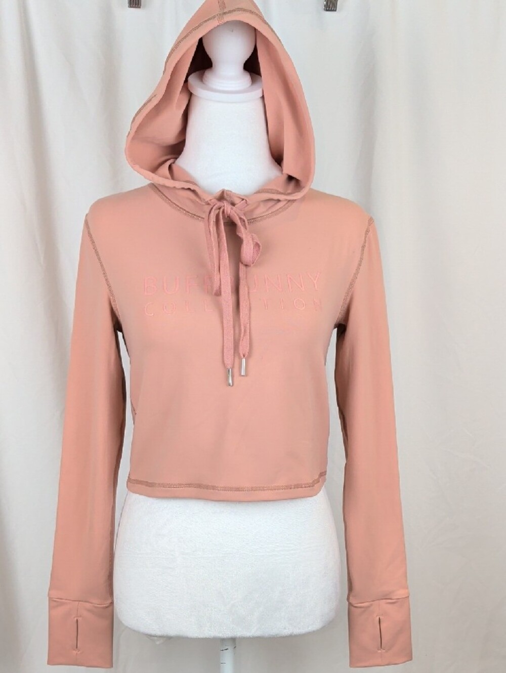 Buffbunny Collection Beige Rosé Camo Cropped Hooded Sweatshirt S   EUC